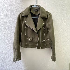 Zara green suede moto jacket